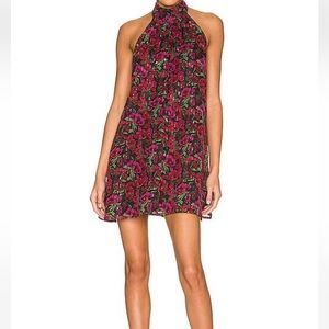 MAJORELLE Floral Halter Mini Dress - Pink and Green